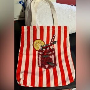 Anthropologie beaded Bloody Mary canvas bag